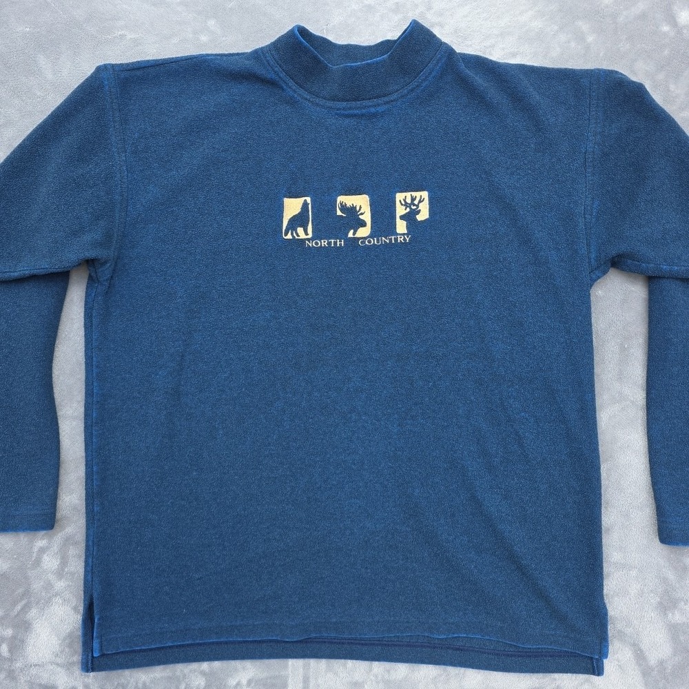 Vintage North Country Fleece Wolf Moose Deer‎ Embroidered Blue Men's Size L...